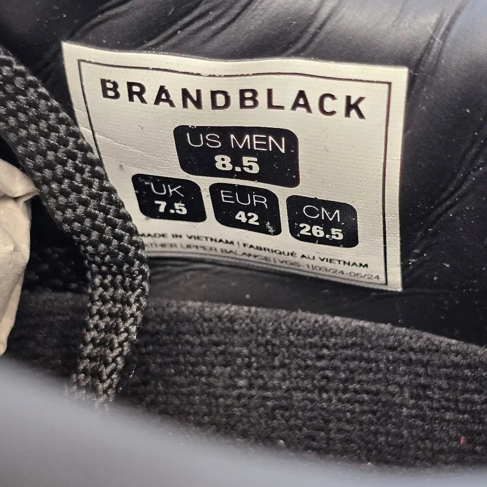 Brandblack Men’s 8.5 Black Leather Low Top Casual Streetwear Sneakers Shoes